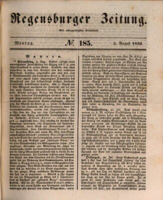 Regensburger Zeitung Montag 5. August 1839