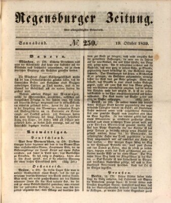 Regensburger Zeitung Samstag 19. Oktober 1839
