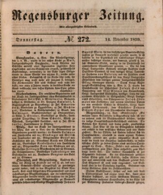 Regensburger Zeitung Donnerstag 14. November 1839