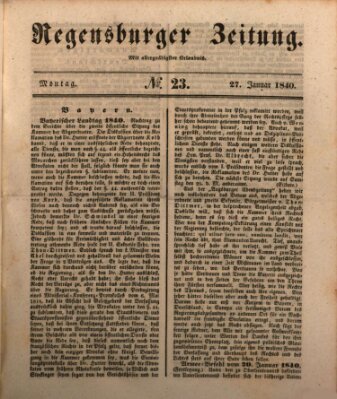 Regensburger Zeitung Montag 27. Januar 1840