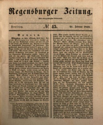 Regensburger Zeitung Freitag 21. Februar 1840