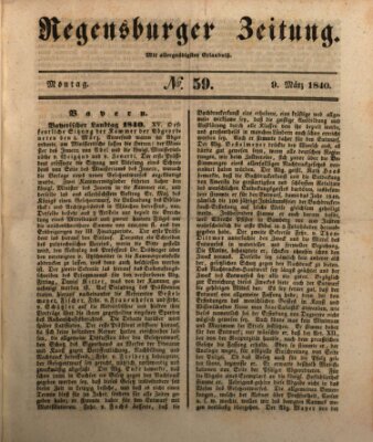 Regensburger Zeitung Montag 9. März 1840
