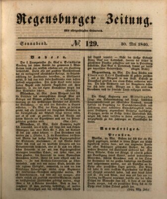 Regensburger Zeitung Samstag 30. Mai 1840