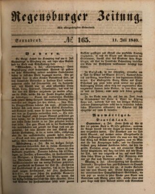 Regensburger Zeitung Samstag 11. Juli 1840