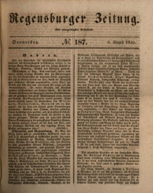 Regensburger Zeitung Donnerstag 6. August 1840