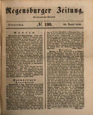 Regensburger Zeitung Donnerstag 20. August 1840