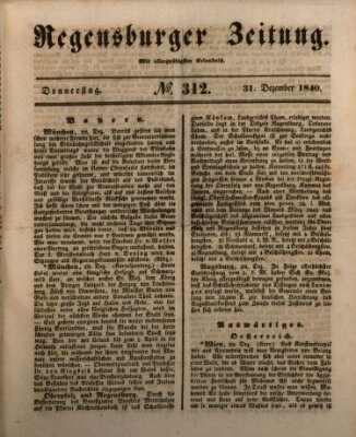 Regensburger Zeitung Donnerstag 31. Dezember 1840