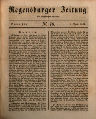 Regensburger Zeitung Donnerstag 1. April 1841