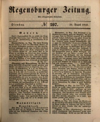 Regensburger Zeitung Dienstag 31. August 1841