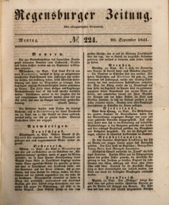 Regensburger Zeitung Montag 20. September 1841