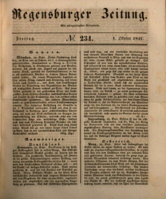Regensburger Zeitung Freitag 1. Oktober 1841