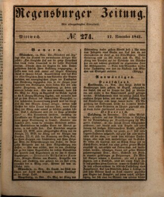 Regensburger Zeitung Mittwoch 17. November 1841