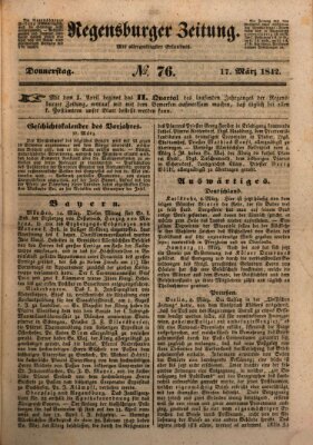 Regensburger Zeitung Donnerstag 17. März 1842