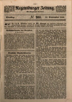 Regensburger Zeitung Dienstag 27. September 1842