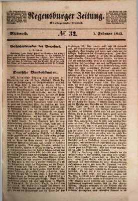 Regensburger Zeitung Mittwoch 1. Februar 1843