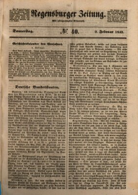Regensburger Zeitung Donnerstag 9. Februar 1843