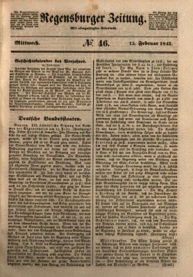 Regensburger Zeitung Mittwoch 15. Februar 1843