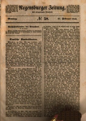 Regensburger Zeitung Montag 27. Februar 1843