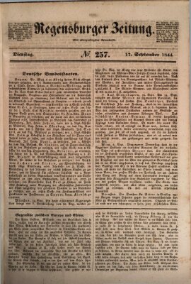 Regensburger Zeitung Dienstag 17. September 1844