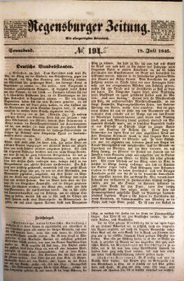 Regensburger Zeitung Samstag 18. Juli 1846