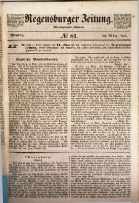 Regensburger Zeitung Montag 22. März 1847