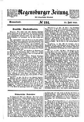 Regensburger Zeitung Samstag 17. Juli 1847