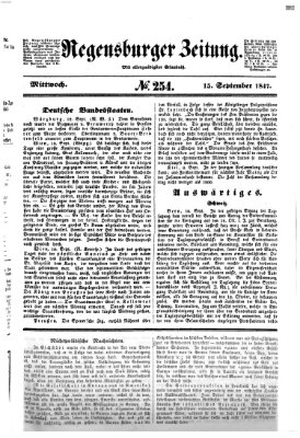 Regensburger Zeitung Mittwoch 15. September 1847