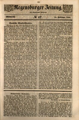 Regensburger Zeitung Mittwoch 16. Februar 1848