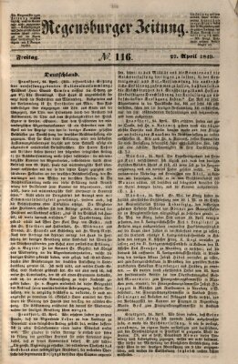 Regensburger Zeitung Freitag 27. April 1849