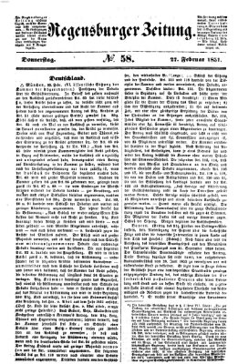 Regensburger Zeitung Donnerstag 27. Februar 1851