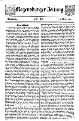 Regensburger Zeitung Mittwoch 3. März 1852