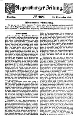 Regensburger Zeitung Dienstag 28. September 1852