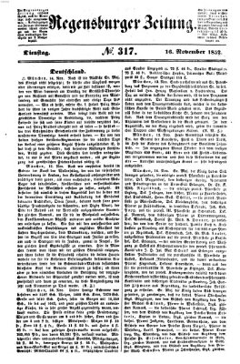 Regensburger Zeitung Dienstag 16. November 1852