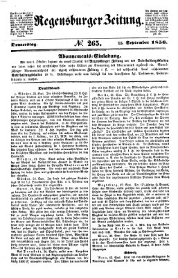 Regensburger Zeitung Donnerstag 25. September 1856