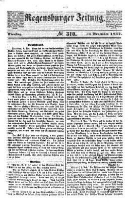 Regensburger Zeitung Dienstag 10. November 1857