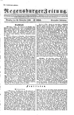 Regensburger Zeitung Dienstag 13. November 1860