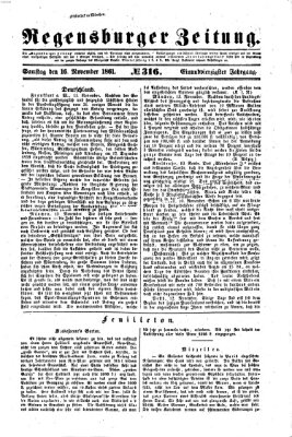 Regensburger Zeitung Samstag 16. November 1861