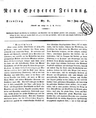 Neue Speyerer Zeitung Dienstag 7. Juli 1818