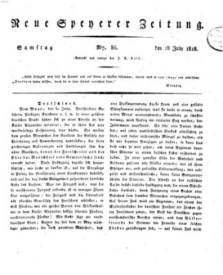 Neue Speyerer Zeitung Samstag 18. Juli 1818