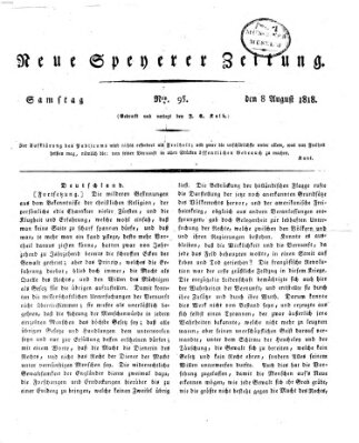 Neue Speyerer Zeitung Samstag 8. August 1818