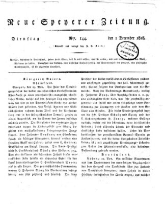 Neue Speyerer Zeitung Dienstag 1. Dezember 1818