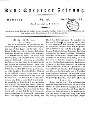 Neue Speyerer Zeitung Samstag 5. Dezember 1818