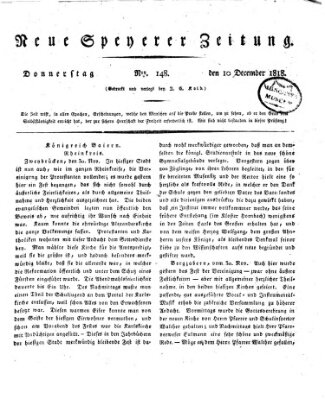 Neue Speyerer Zeitung Donnerstag 10. Dezember 1818