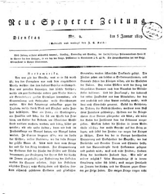Neue Speyerer Zeitung Dienstag 5. Januar 1819