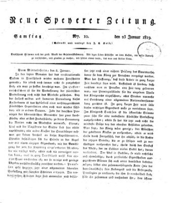 Neue Speyerer Zeitung Samstag 23. Januar 1819