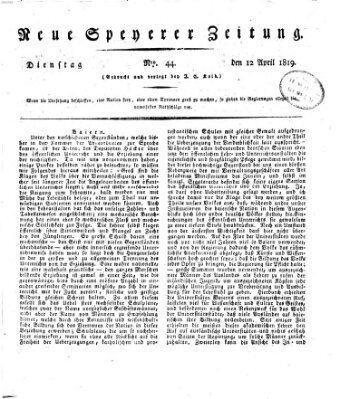 Neue Speyerer Zeitung Montag 12. April 1819
