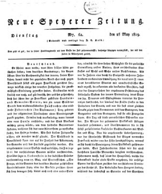 Neue Speyerer Zeitung Dienstag 25. Mai 1819