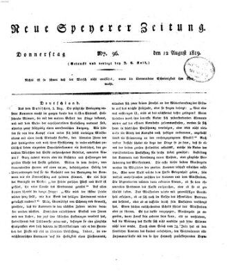 Neue Speyerer Zeitung Donnerstag 12. August 1819