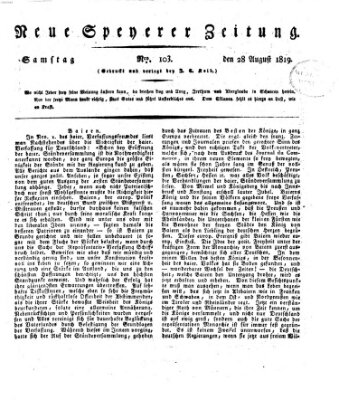 Neue Speyerer Zeitung Samstag 28. August 1819