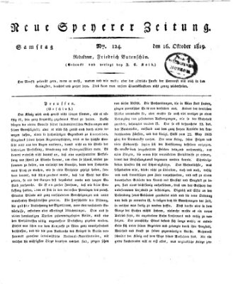 Neue Speyerer Zeitung Samstag 16. Oktober 1819